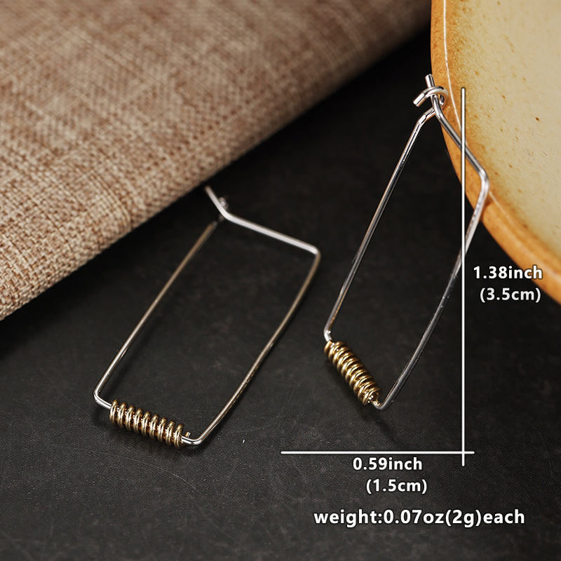 Women's Geometric Square Hollow Pendant Earrings, Handmade